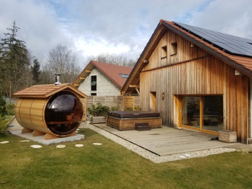 Sauna bulle avec toit tavaillons 