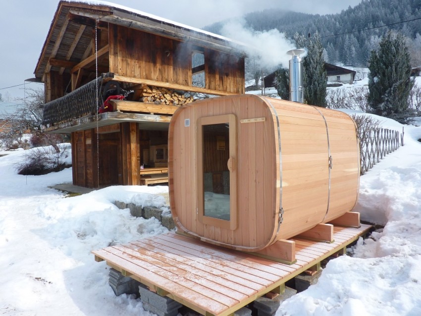 sauna bois avec chauffage au bois