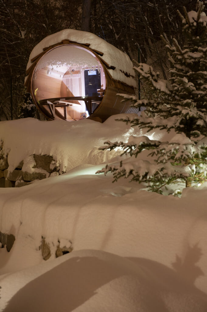 Sauna Bulle sous la neige
