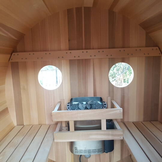 Sauna Barrel avec porche et hublots 